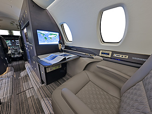 Cessna Citation Sovereign | Interior Shot of a Private Seat with Private TV Showcasing the Destination On-Screen